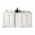 James Martin Vanities De Soto 72in Double Vanity, Bright White w/ 3 CM Eternal Jasmine Pearl Quartz Top 825-V72-BW-3EJP